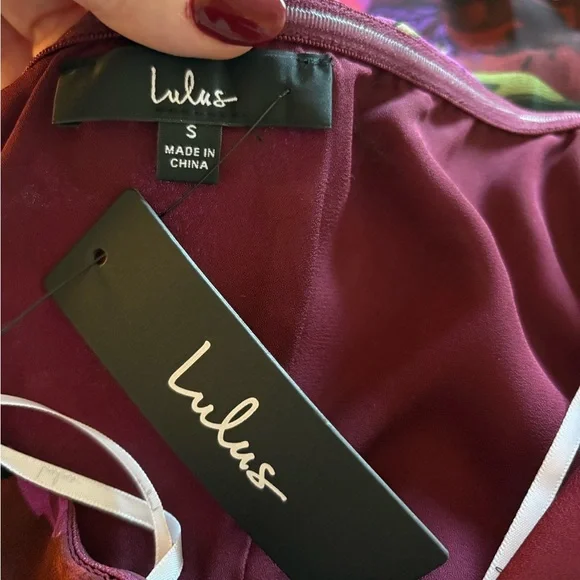 NWT Lulus Effortless Charm Floral Strapless Midi Dress Burgundy Small Romantic - Picture 5 of 5